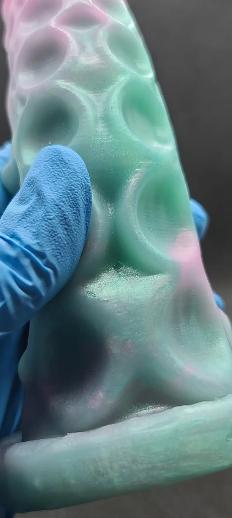 Killian - Medium, platinum cure silicone adult fantasy sex toy. Thermal reactive + uv color. Less than perfect. v2. See description. FiendishToyCo